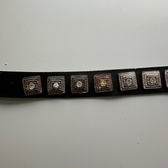 Vtg Compagnie Internationale EXPRESS Black Leather Concho Belt Made In Italy L main image 12